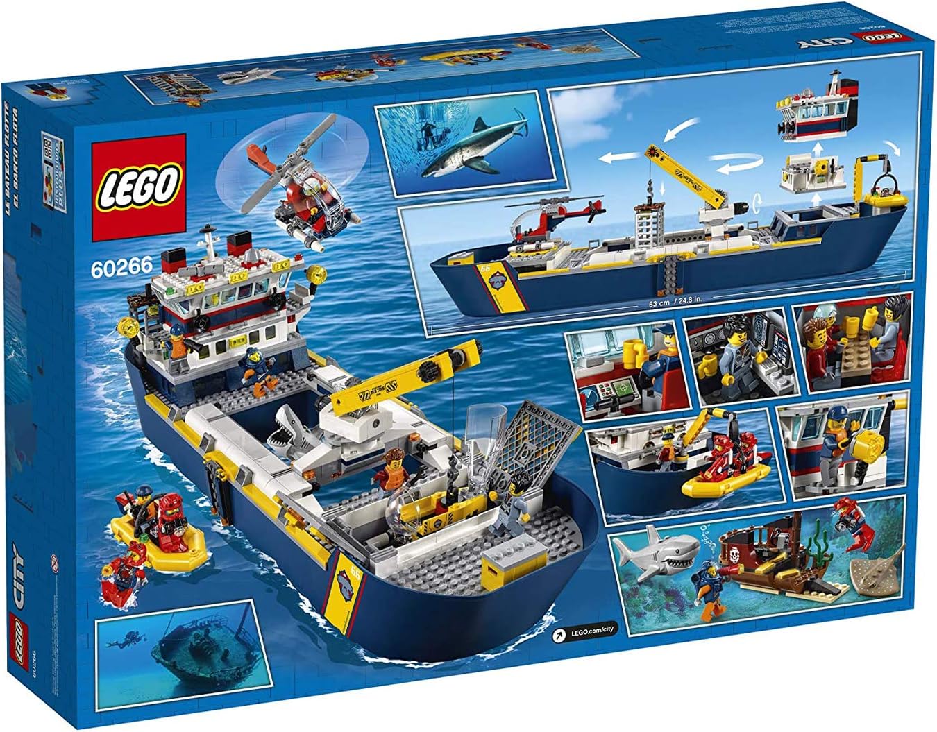 LEGO City Ocean Exploration Ship 60266 Toy Exploration Vessel Mini Helicopter Submarine