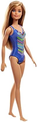Barbie Fashion Doll Beach-Themed with Blonde Hair Pink Blue Floral Swimsuit