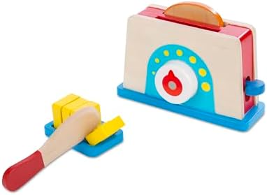 Melissa & Doug Melissa Doug Bread and Butter Toaster Set 9 pcs - Wooden Play Food and