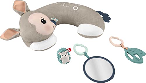 Fisher-Price Baby Toy Tummy Time Fawn Wedge Animal-Themed Support with Mirror Teether