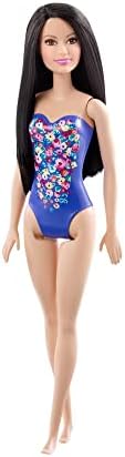 Barbie Fashion Doll Beach-Themed with Blonde Hair Pink Blue Floral Swimsuit