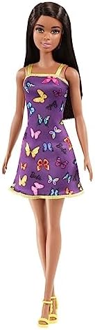Barbie Doll 11.5 Inches with Colorful Butterfly Logo Print Dress Strappy Heels Ages 3 Up