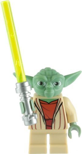 Star Wars Lego : Master Yoda Minifigure With Green Lightsaber
