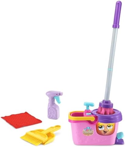 LeapFrog Clean Sweep Learning Caddy Mop and Broom Cleaning Toy Set for Ages 3-5 Pink