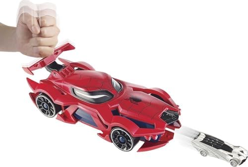 Hot Wheels Marvel Spider-Man Web-Car Launcher with Movement-Activated Eyes 164 Scale Toy
