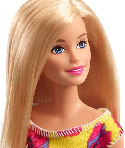 Barbie Doll Blonde Wearing Yellow and Pink Floral Dress