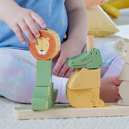 Fisher-Price Wood Baby Toy Stack Sort Animals 10 Wooden Pieces for Developmental Play for