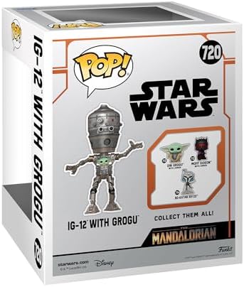 Funko Pop Deluxe Star Wars The Mandalorian 0 - Grogu The Child Baby Yoda - IG-12 - Collectable Vinyl Figure
