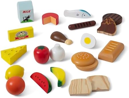 Melissa & Doug Melissa Doug Food Groups - 21 Wooden Pieces and 4 Crates Multi Play Food