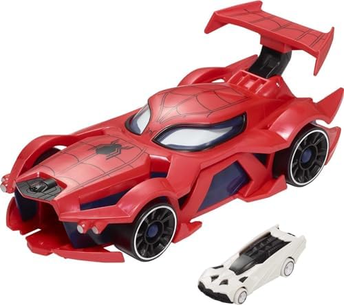 Hot Wheels Marvel Spider-Man Web-Car Launcher with Movement-Activated Eyes 164 Scale Toy