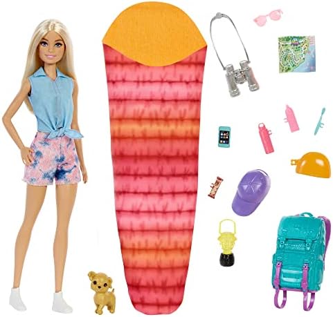 Barbie Doll and It Takes Two Malibu Camping Doll with Pet Puppy and 10 It Takes Two Camping Playset