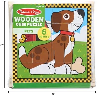 Melissa & Doug Melissa Doug Pets Wooden Cube Puzzle With Storage Tray 16 pcs