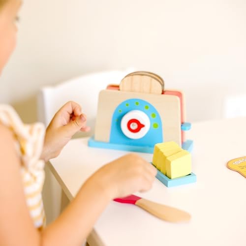 Melissa & Doug Melissa Doug Bread and Butter Toaster Set 9 pcs - Wooden Play Food and