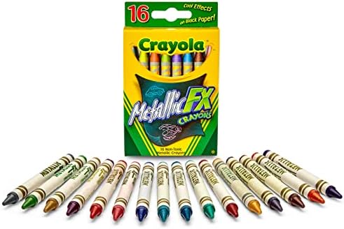 Crayola Metallic Crayons 16ct Crayons for Coloring and Drawing Glitter Shiny and Unique