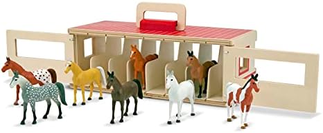 Melissa & Doug Melissa Doug Take-Along Show-Horse Stable With Wooden Stable Box and 8 Toy