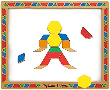 Melissa & Doug Melissa Doug Deluxe Wooden Magnetic Pattern Blocks Set - Educational Toy