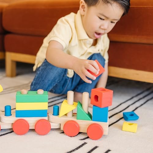 Melissa & Doug Melissa Doug Wooden Stacking Train Learning Toy Vehicle