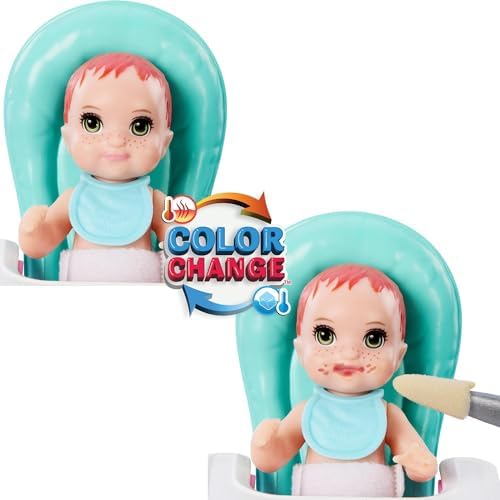 Barbie Skipper Doll Playset with Babysitting Set Themed to Mealtime Color-Change Toy Play