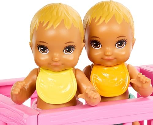Barbie Skipper Doll Nursery Playset with Includes Twin Baby Dolls Crib Swing See-Saw More