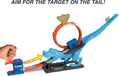 Hot Wheels City Toy Car Track Set T-Rex Chomp Down with 164 Scale Vehicle