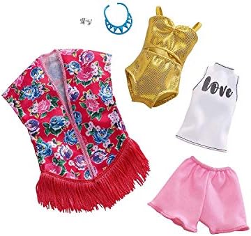 Barbie Clothes - 2 Outfits Doll Include a Golden Metallic Swimsuit 3 to 8 Year Olds