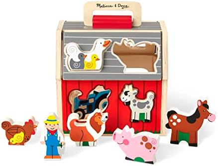 Melissa & Doug Melissa Doug Wooden Take-Along Barn Toy with Flip-Up Roof and Handle 10