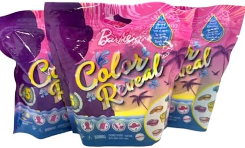 Barbie Color Reveal Baby Doll 5 Surprises Water Reveal Sand Sun Series Pack of 3 Bags