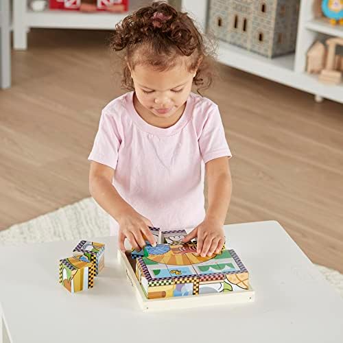 Melissa & Doug Melissa Doug Pets Wooden Cube Puzzle With Storage Tray 16 pcs