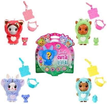 Barbie Cutie Reveal Animal Costume-Themed Pet with 5 Surprises Including Mini Pet Color