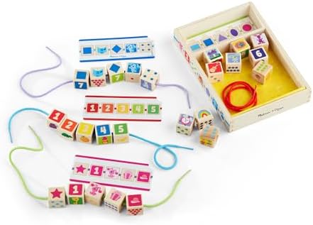 Melissa & Doug Melissa Doug Blue's Clues You Wooden Lacing Beads - 25 Beads 4 Cords - FSC