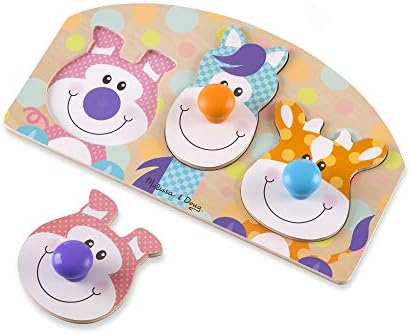 Melissa & Doug Melissa Doug First Play Wooden Jumbo Knob Farm Animal Puzzle 3 pcs
