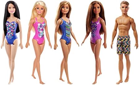 Barbie Fashion Doll Beach-Themed with Blonde Hair Pink Blue Floral Swimsuit