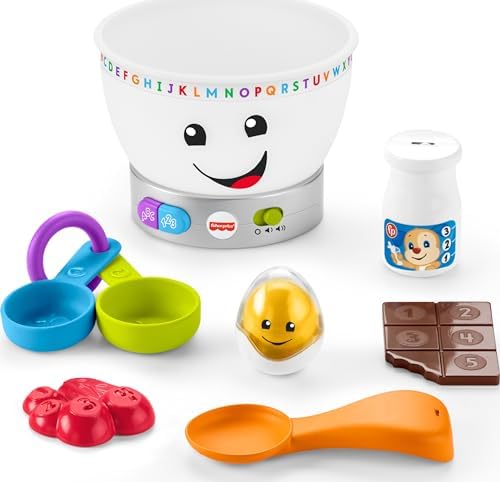 Fisher-Price Baby Learning Toy Laugh Learn Magic Color Mixing Bowl with Pretend Food