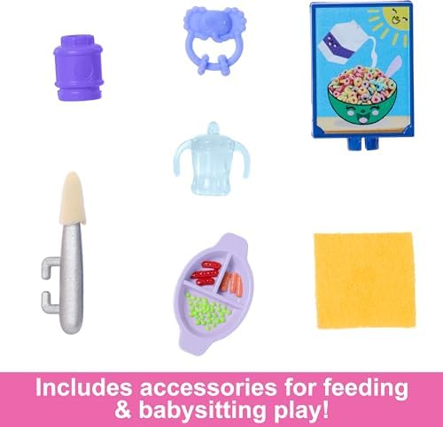 Barbie Skipper Doll Playset with Babysitting Set Themed to Mealtime Color-Change Toy Play