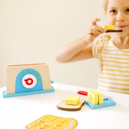 Melissa & Doug Melissa Doug Bread and Butter Toaster Set 9 pcs - Wooden Play Food and