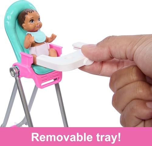 Barbie Skipper Doll Playset with Babysitting Set Themed to Mealtime Color-Change Toy Play