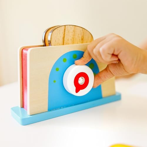 Melissa & Doug Melissa Doug Bread and Butter Toaster Set 9 pcs - Wooden Play Food and