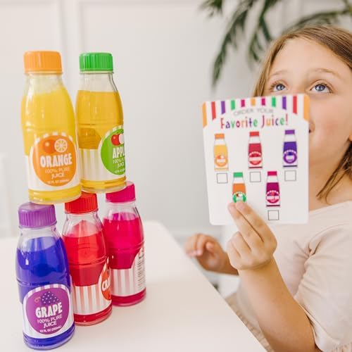 Melissa & Doug Melissa Doug Tip Sip Toy Juice Bottles and Activity Card 6 Pcs Pretend