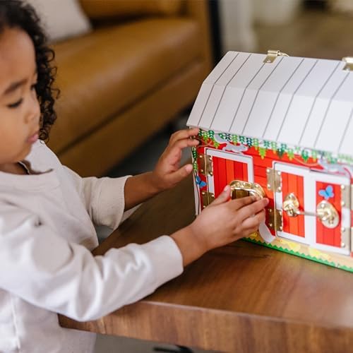 Melissa & Doug Melissa Doug Latches Barn Toy Sensory Activity Doors And Locks Toy Farm