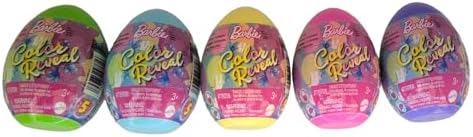 Barbie Color Reveal Easter Egg HJX67 Series Complete Set of 5 Colored Egg Surprises Bundle