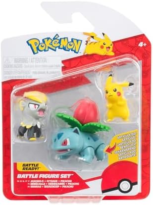 Pokémon Set Di Figure Da Battaglia PKW3893 | Pikachu, Miniras E Bisaknosp, Personaggi Ufficiali Da 5 E 7,5 Cm Con Arti Mobili, Giocattolo Per Bambini E Collezionisti
