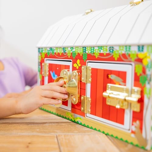 Melissa & Doug Melissa Doug Latches Barn Toy Sensory Activity Doors And Locks Toy Farm