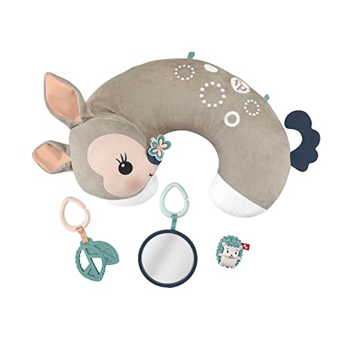Fisher-Price Baby Toy Tummy Time Fawn Wedge Animal-Themed Support with Mirror Teether