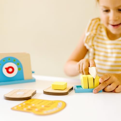 Melissa & Doug Melissa Doug Bread and Butter Toaster Set 9 pcs - Wooden Play Food and