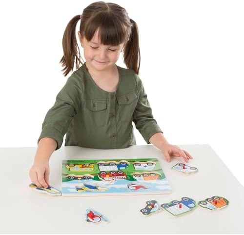 Melissa & Doug Melissa Doug Vehicles Wooden Peg Puzzle 8 pcs