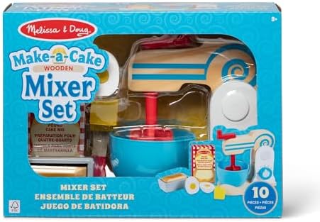Melissa & Doug Melissa Doug Wooden Make-a-Cake Mixer Set 11 pcs - Play Food and Kitchen Kitchen Playset