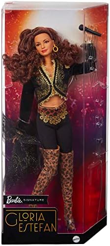 Barbie Signature Gloria Estefan Doll in Gold and Black Fashion and with Microphone Gift