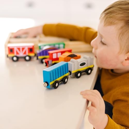 Melissa & Doug Melissa Doug Wooden Magnetic Train Cars - 8 Piece Educational and