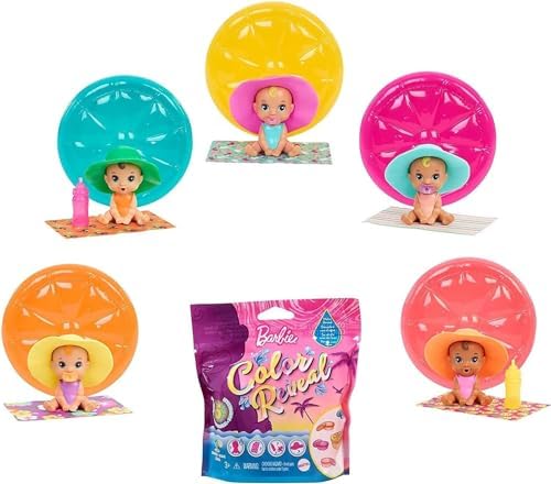 Barbie Color Reveal Baby Doll 5 Surprises Water Reveal Sand Sun Series Pack of 3 Bags
