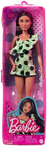 Barbie Fashionistas Doll 200 with Brunette Hair Lime Green Polka Dot Romper Barbie